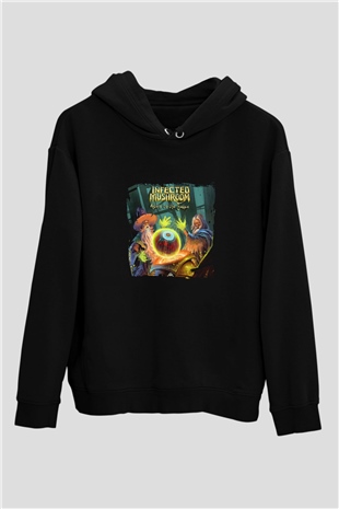 Infected Mushroom Baskılı Unisex Siyah Hoodie