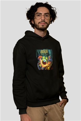 Infected Mushroom Baskılı Unisex Siyah Hoodie