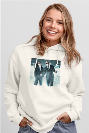 Infected Mushroom Beyaz Unisex Kapüşonlu Sweatshirt