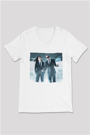 Infected Mushroom Beyaz Unisex V Yaka Tişört