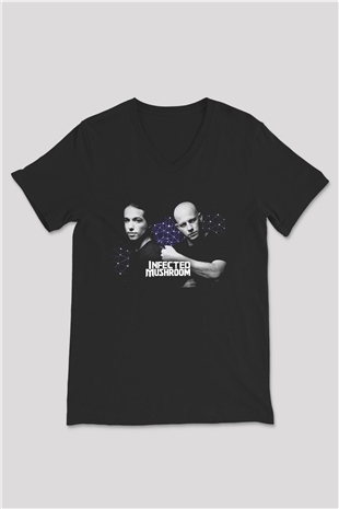 Infected Mushroom Siyah Unisex V Yaka Tişört