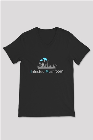Infected Mushroom Siyah Unisex V Yaka Tişört T-Shirt