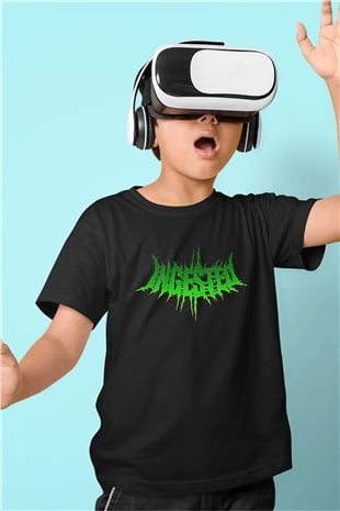 Ingested Baskılı Unisex Siyah Çocuk Tişört - Tshirt