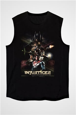 Injustice 2 Siyah Unisex Kolsuz Tişört