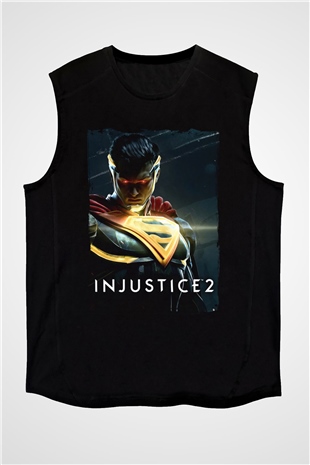 Injustice 2 Siyah Unisex Kolsuz Tişört