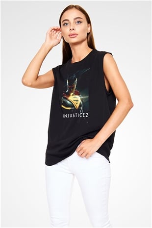 Injustice 2 Siyah Unisex Kolsuz Tişört