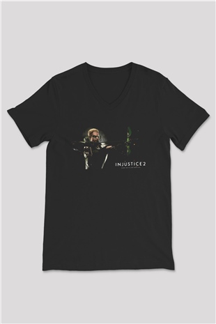 Injustice 2 Siyah Unisex V Yaka Tişört