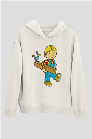 İnşaatçı Beyaz Unisex Hoodie