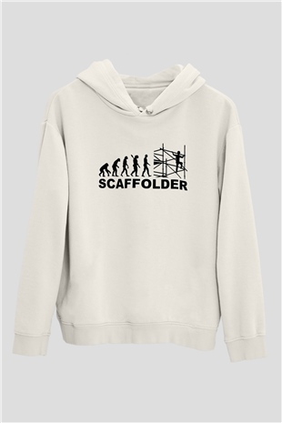 İnşaatçı Beyaz Unisex Kapüşonlu Sweatshirt