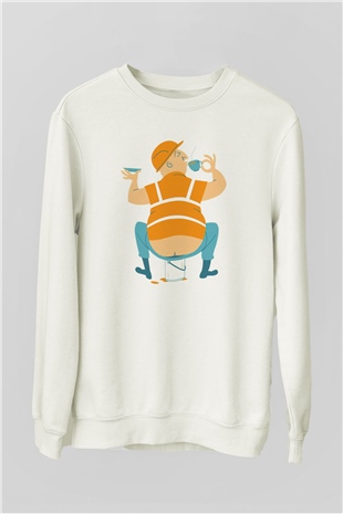 İnşaatçı Beyaz Unisex Sweatshirt