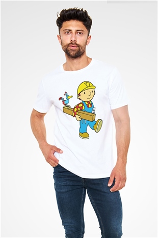 İnşaatçı Beyaz Unisex Tişört T-Shirt - TişörtFabrikası