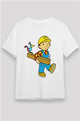 İnşaatçı Beyaz Unisex Tişört T-Shirt - TişörtFabrikası