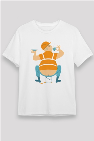 İnşaatçı Beyaz Unisex Tişört T-Shirt - TişörtFabrikası
