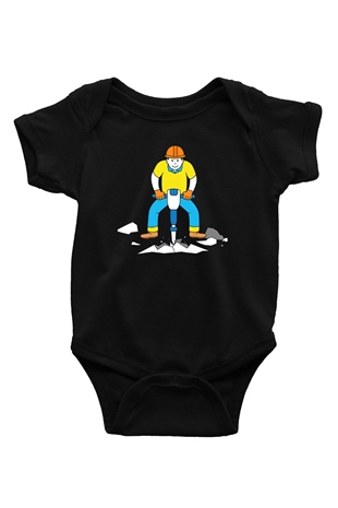 İnşaatçı Siyah Bebek Body - Zıbın