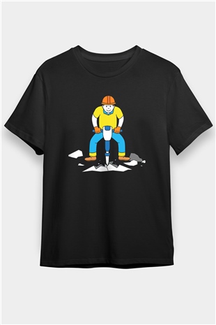 İnşaatçı Siyah Unisex Tişört T-Shirt - TişörtFabrikası