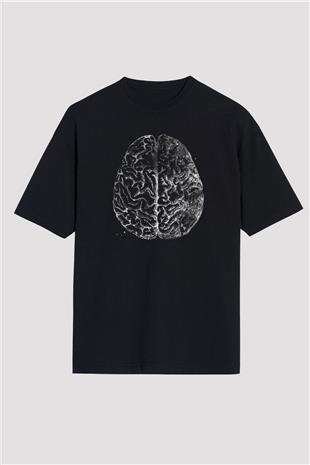 İnsan Beyni Baskılı Unisex Oversize Tişört - Tshirt