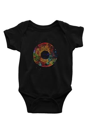 İnsan Gözü Baskılı Unisex  Siyah Bebek Body - Zıbın