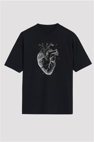 İnsan Kalbi Renkli Baskılı Unisex Oversize Tişört - Tshirt