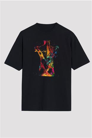 İnsan Kas Yapısı Renkli Baskılı Unisex Oversize Tişört - Tshirt