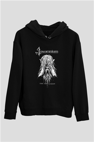 Insomnium Baskılı Unisex Siyah Kapüşonlu Sweatshirt