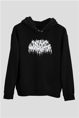 Insomnium Baskılı Unisex Siyah Kapüşonlu Sweatshirt