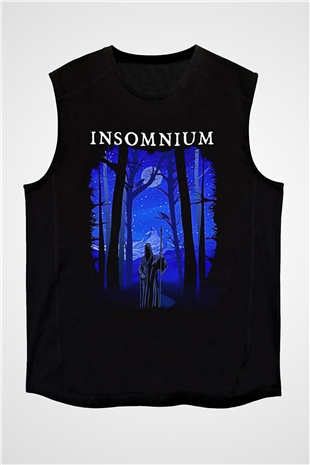 Insomnium Baskılı Unisex Siyah Kolsuz Tişört - Tshirt