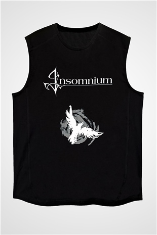 Insomnium Baskılı Unisex Siyah Kolsuz Tişört - Tshirt