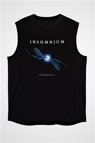 Insomnium Baskılı Unisex Siyah Kolsuz Tişört - Tshirt