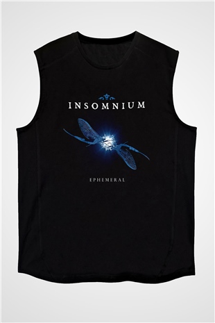 Insomnium Baskılı Unisex Siyah Kolsuz Tişört - Tshirt