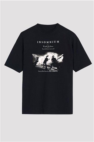 Insomnium Baskılı Unisex Siyah Oversize Tişört - Tshirt
