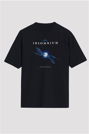 Insomnium Baskılı Unisex Siyah Oversize Tişört - Tshirt