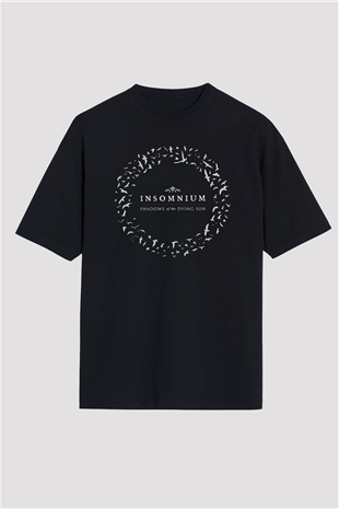 Insomnium Baskılı Unisex Siyah Oversize Tişört - Tshirt
