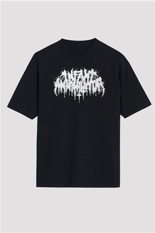 Insomnium Baskılı Unisex Siyah Oversize Tişört - Tshirt
