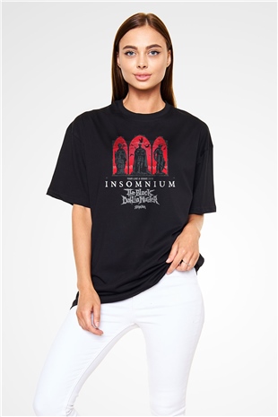 Insomnium Baskılı Unisex Siyah Oversize Tişört - Tshirt