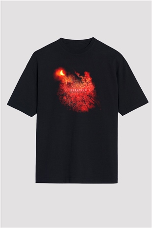 Insomnium Baskılı Unisex Siyah Oversize Tişört - Tshirt
