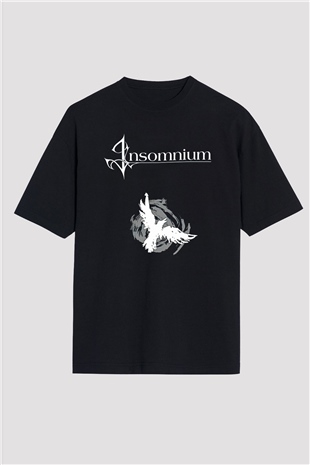 Insomnium Baskılı Unisex Siyah Oversize Tişört - Tshirt