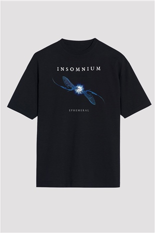 Insomnium Baskılı Unisex Siyah Oversize Tişört - Tshirt
