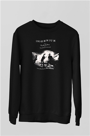 Insomnium Baskılı Unisex Siyah Sweatshirt