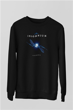 Insomnium Baskılı Unisex Siyah Sweatshirt
