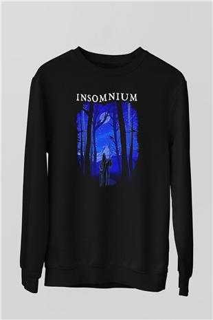 Insomnium Baskılı Unisex Siyah Sweatshirt