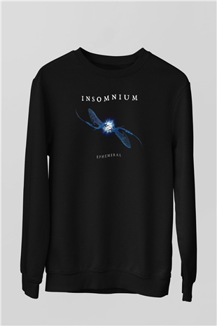Insomnium Baskılı Unisex Siyah Sweatshirt