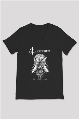 Insomnium Baskılı Unisex Siyah V Yaka Tişört - Tshirt