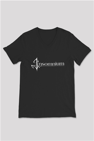 Insomnium Baskılı Unisex Siyah V Yaka Tişört - Tshirt