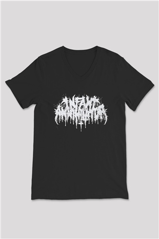 Insomnium Baskılı Unisex Siyah V Yaka Tişört - Tshirt