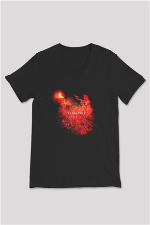 Insomnium Baskılı Unisex Siyah V Yaka Tişört - Tshirt