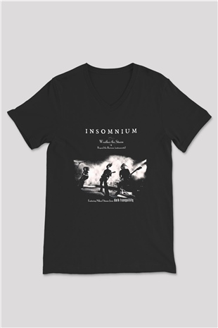 Insomnium Baskılı Unisex Siyah V Yaka Tişört - Tshirt