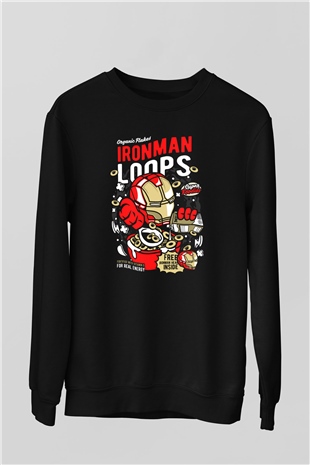 Iron Loops Baskılı Unisex Siyah Sweatshirt
