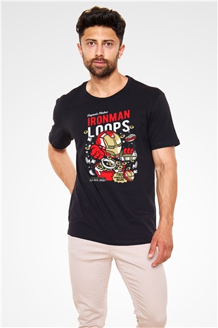 Iron Loops Baskılı Unisex Siyah Tişört