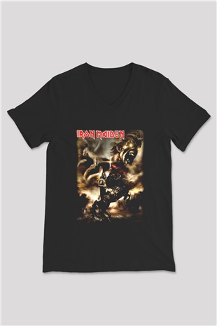 Iron Maiden Alexander The Great Eddie Siyah Unisex V Yaka Tişört T-Shirt