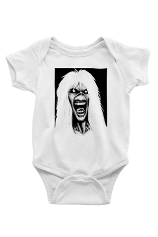 Iron Maiden Baskılı Beyaz Unisex Bebek Body - Zıbın